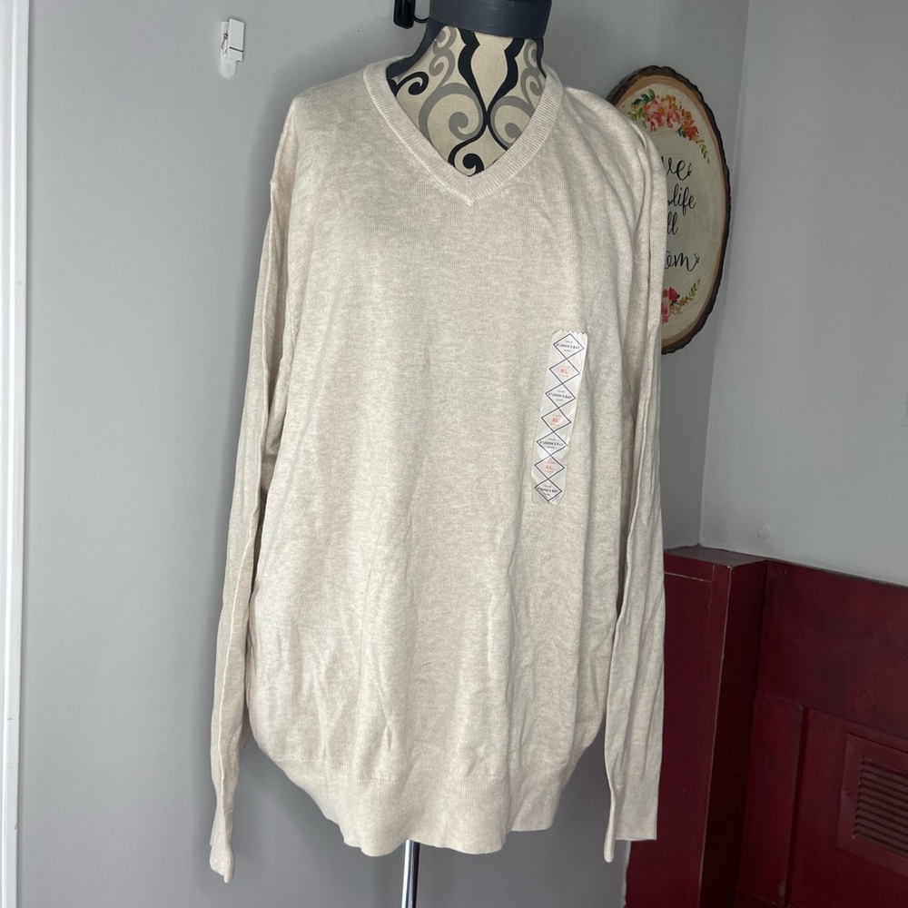 NWT St. John’s Bay Sweater Cream Men’s Sweater